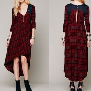 Free People New Romantics Lelani Dress High Low Red and Black Whimsigoth